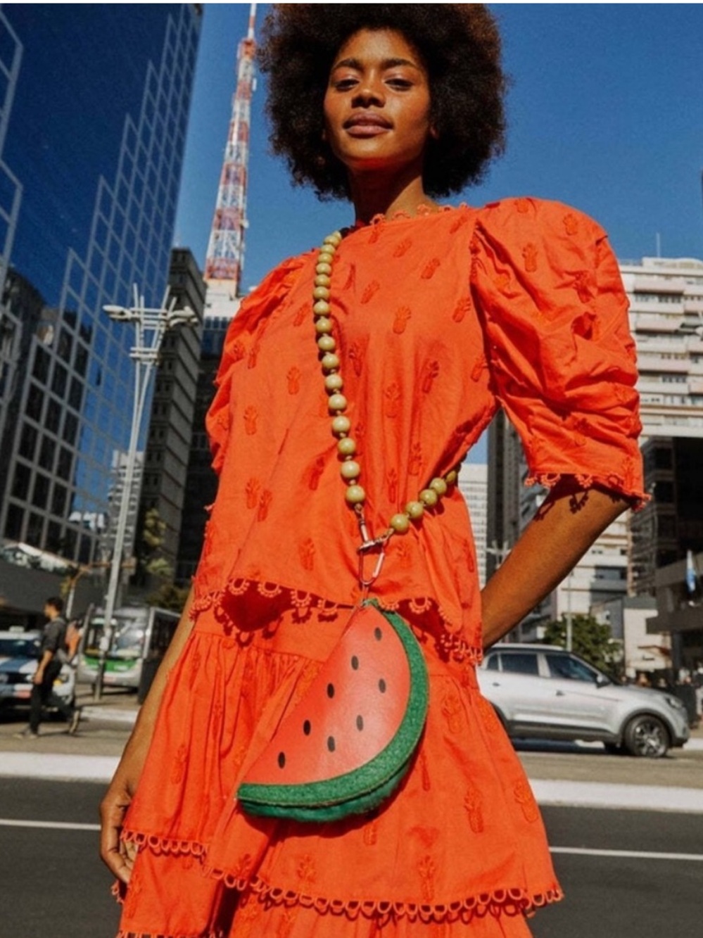 FARM Rio Embroidered 3D Pineapple Cotton Blouse